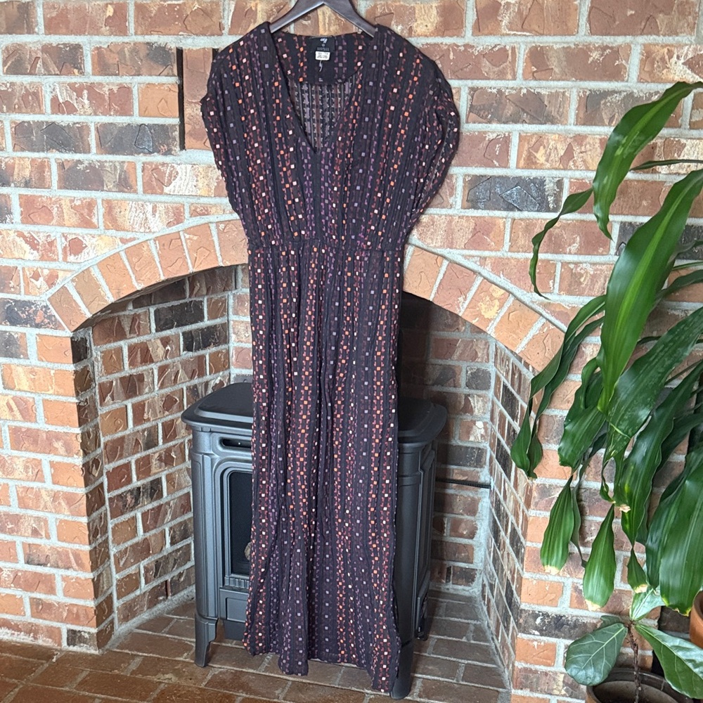 Ace & Jog x Barneys New York Black Maxi Dress with Red Accents. Size XS